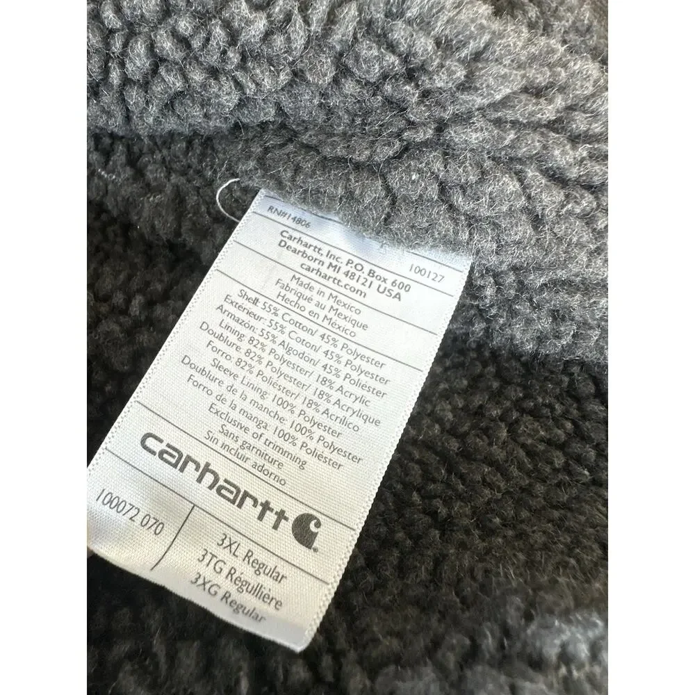 Carhartt Gray sherpa-lined Full Zip Hooded Fleece Men's 3XL Reg